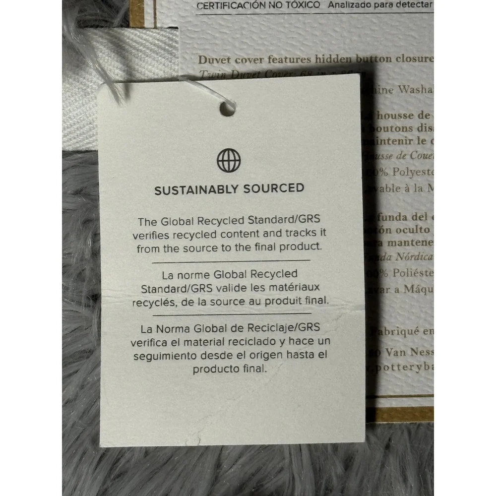 Pottery Barn Teen Recycled Super Fluffy Duvet Cover Twin 68x86 - Gray